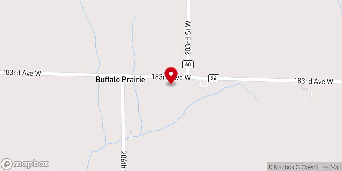 Map showing location of Buffalo Prairie Community Church
