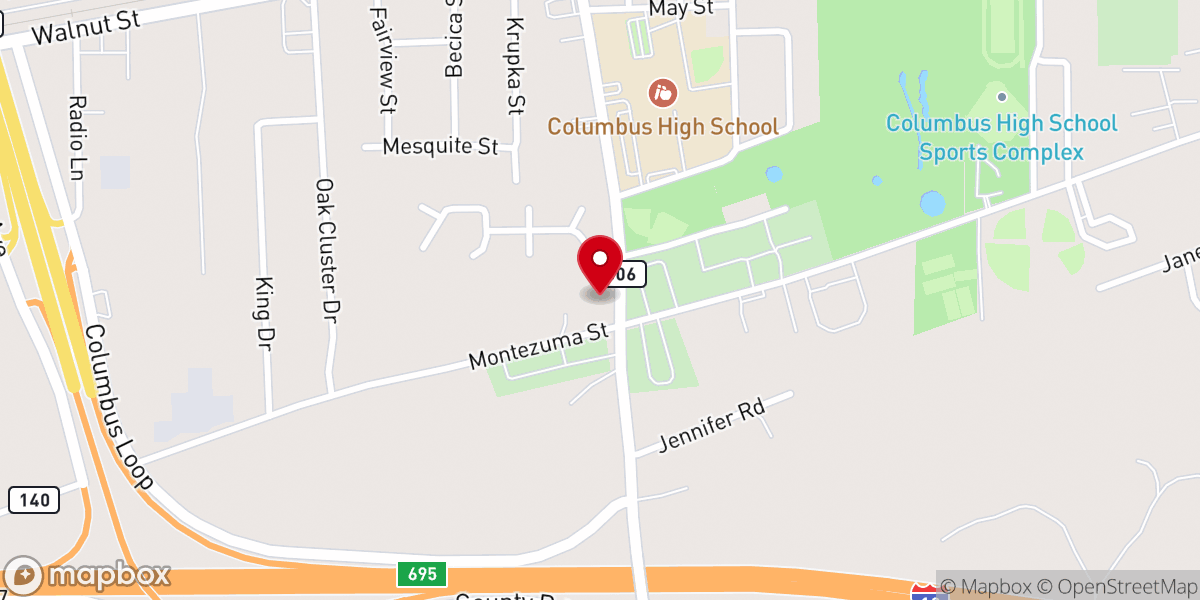 Map showing location of West Oaks Church of Christ