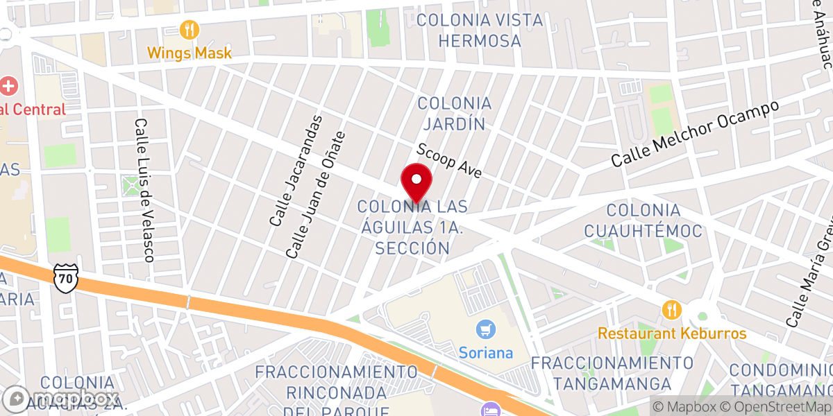 Map showing location of Iglesia Bautista de San Luis Potosí