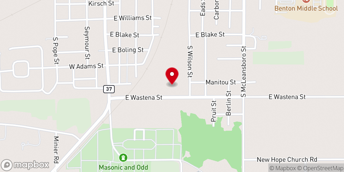 Map showing location of New Hope Baptist Church