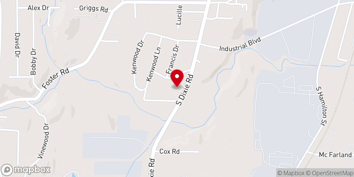 Map showing location of Temple Baptist Church