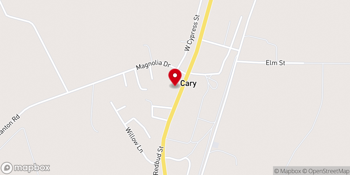 Map showing location of Cary Baptist Church