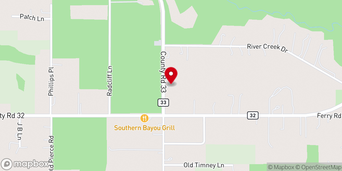 Map showing location of Fish River Baptist Church