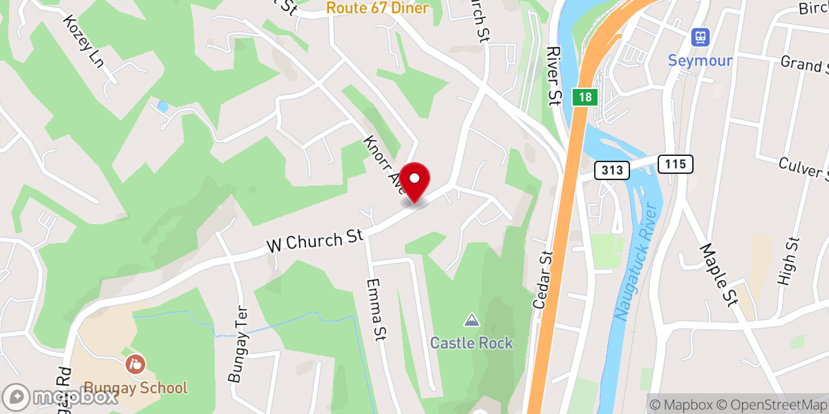 Map showing location of W Church St