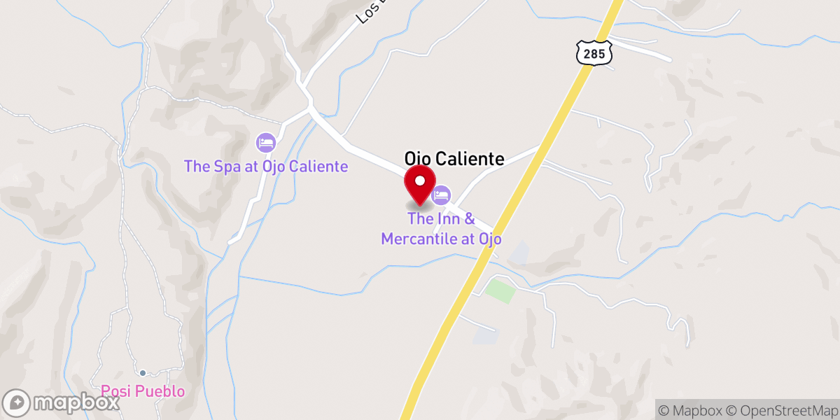 Map showing location of Chapel of Santa Cruz de Ojo Caliente Historic Site
