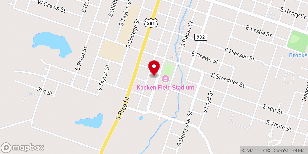 Map showing location of Living Waters Worship Center