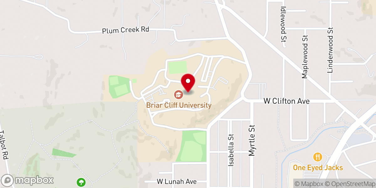 Map showing location of Briar Cliff University