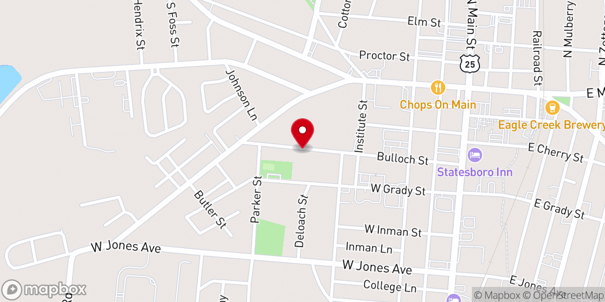 Map showing location of Tabernacle Baptist Church