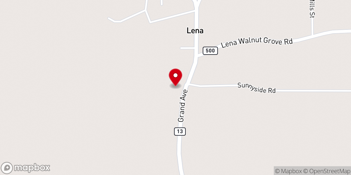 Map showing location of Lena Methodist Church