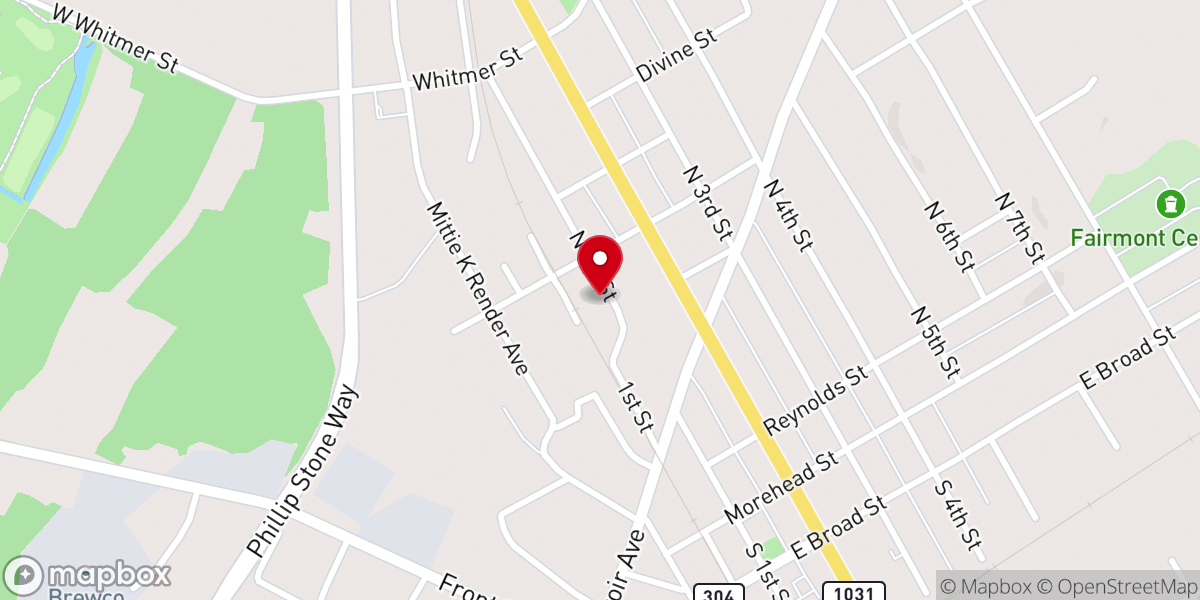 Map showing location of Ebenezer Missionary Baptist Church