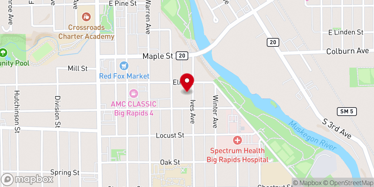 Map showing location of Mecosta County Circuit Court