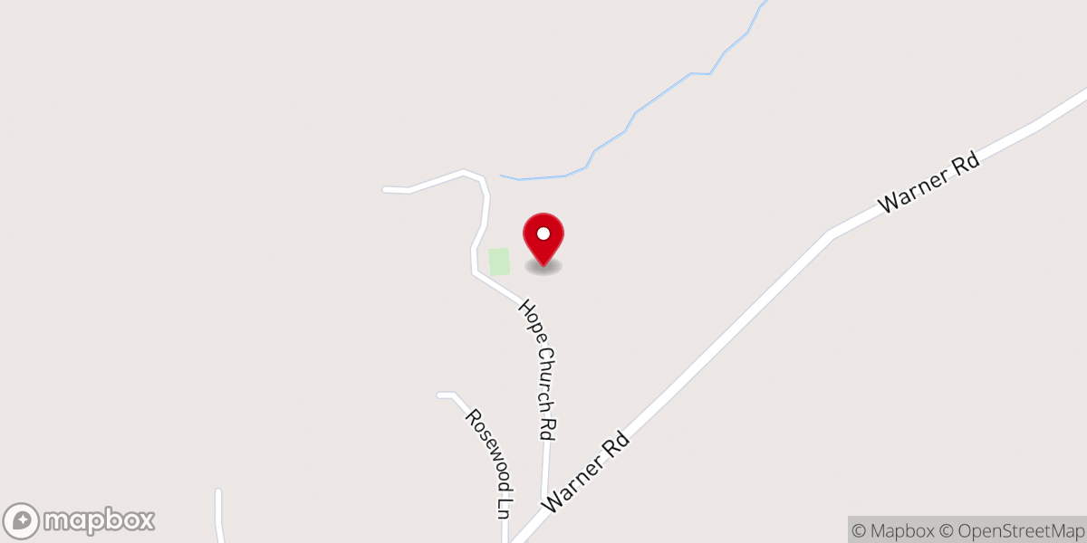 Map showing location of New Hope Church