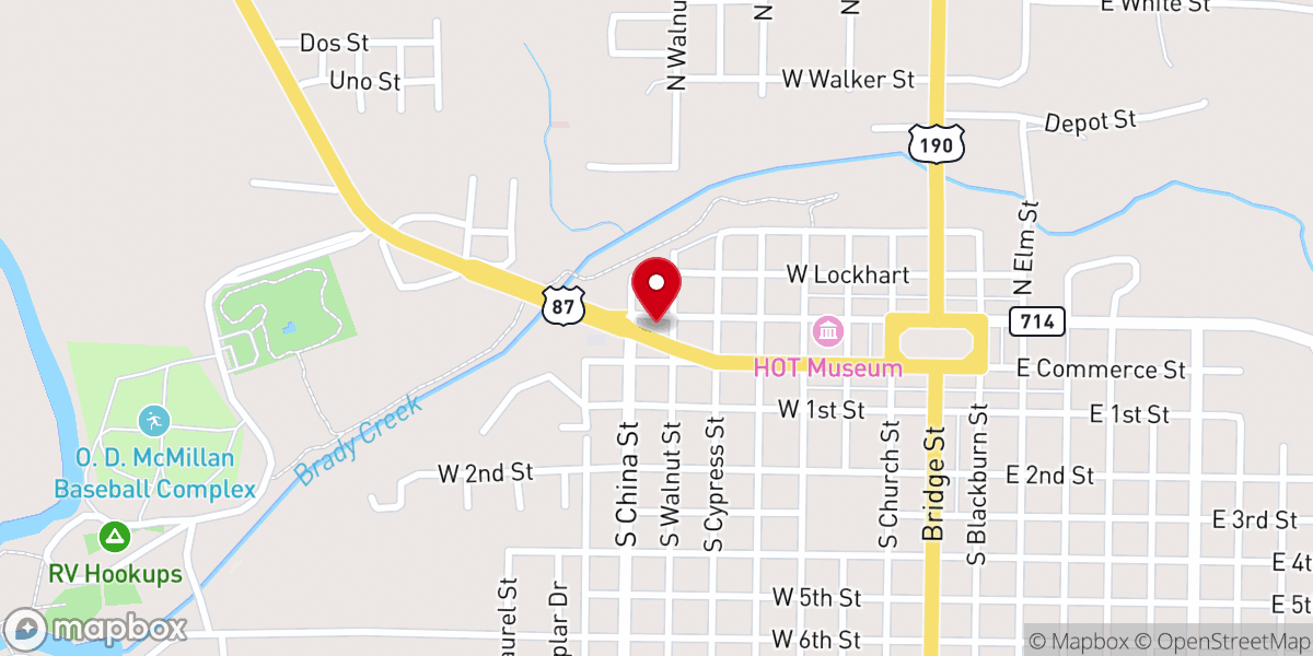 Map showing location of Glass Doctor of Brady, TX