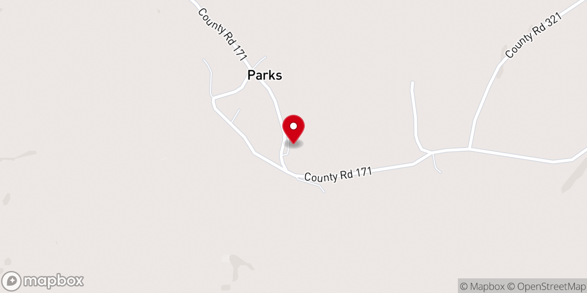 Map showing location of Parks baptist church