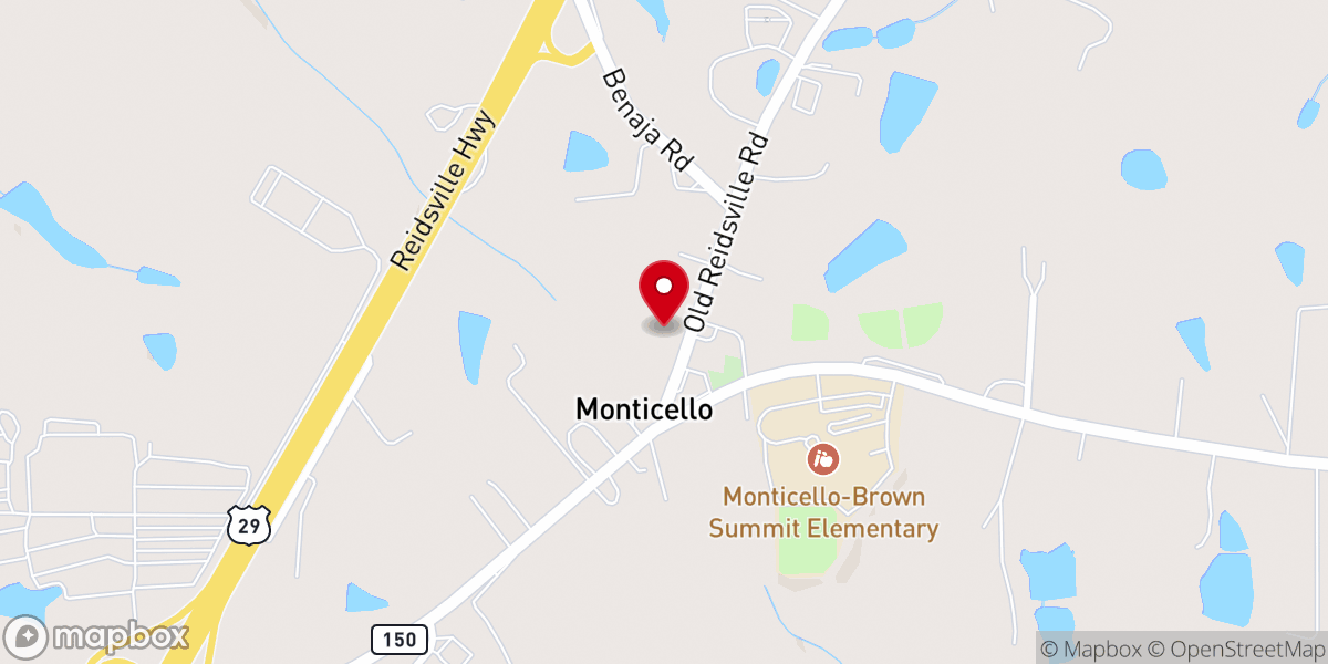 Map showing location of Monticello Christian Church Outreach Center