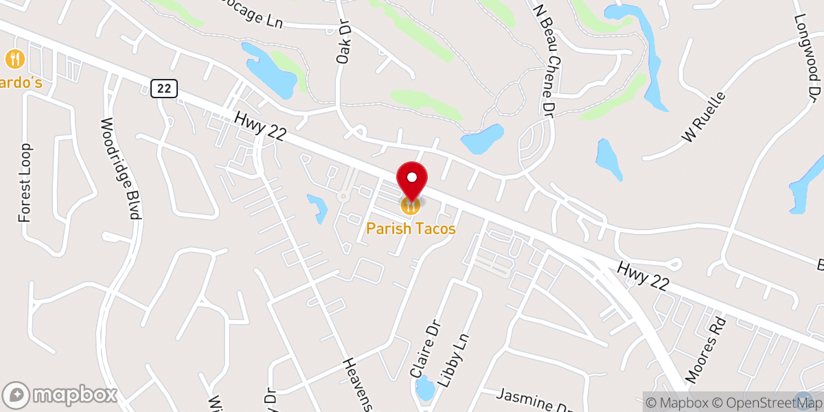 Map showing location of Parish Tacos