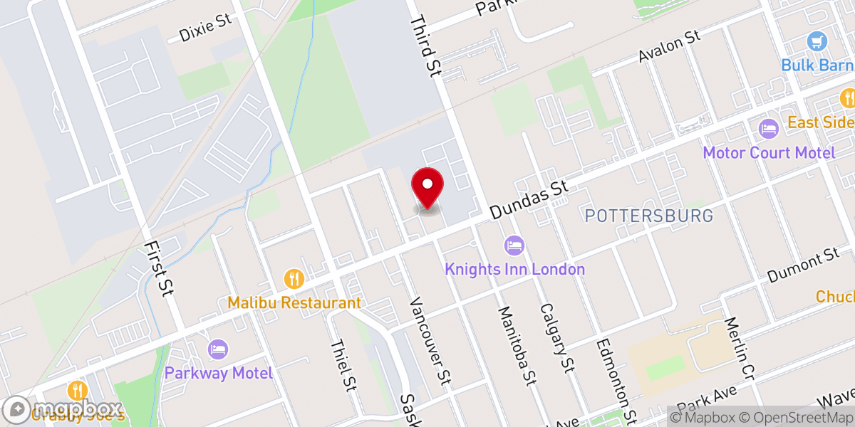 Map showing location of Church London Ontario