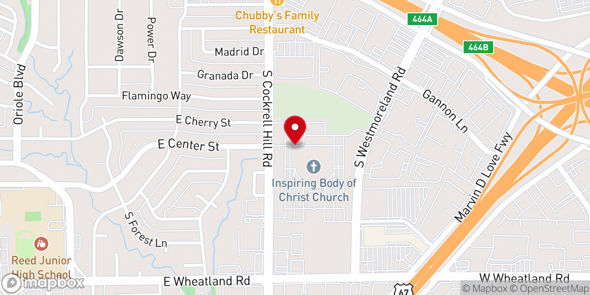 Map showing location of Inspiring Body of Christ Church