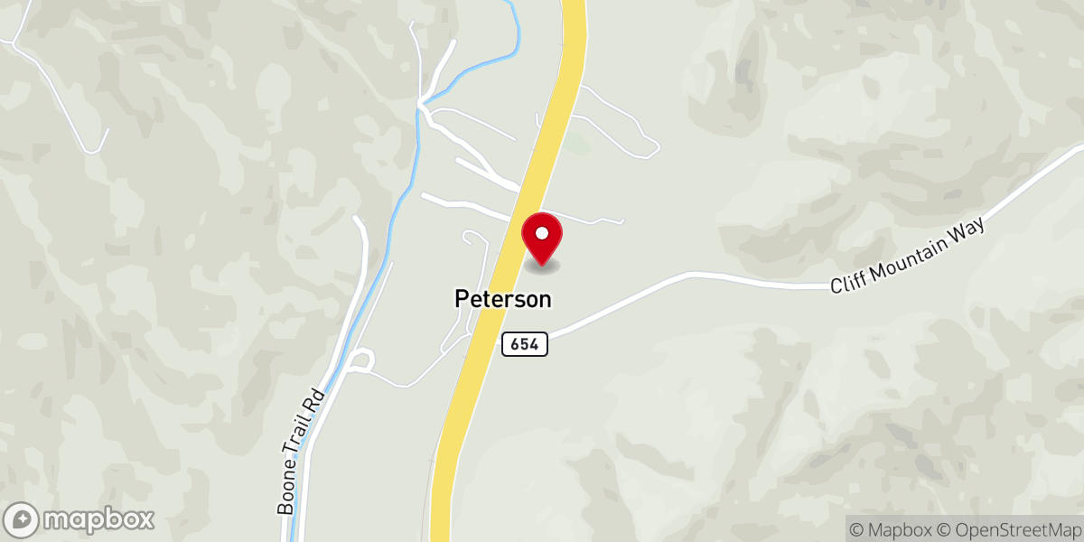 Map showing location of Petersons Chapel Primitive Baptist Church