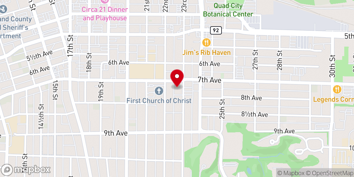 Map showing location of Rock Island Bible Church