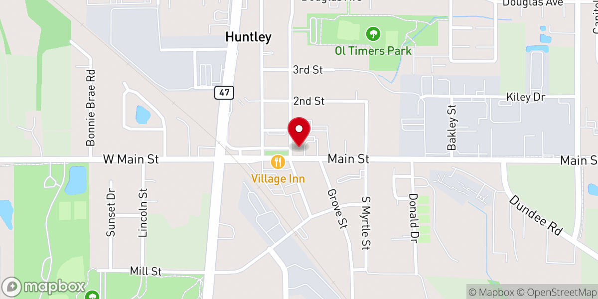Map showing location of First Congregational Church of Huntley