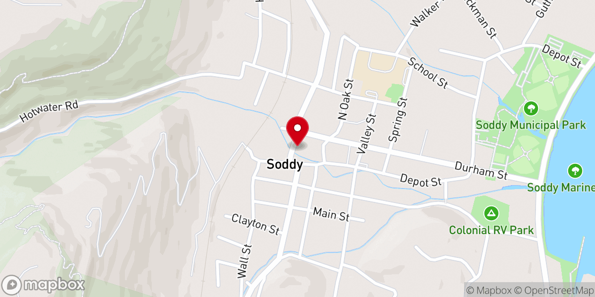 Map showing location of Soddy Church of God