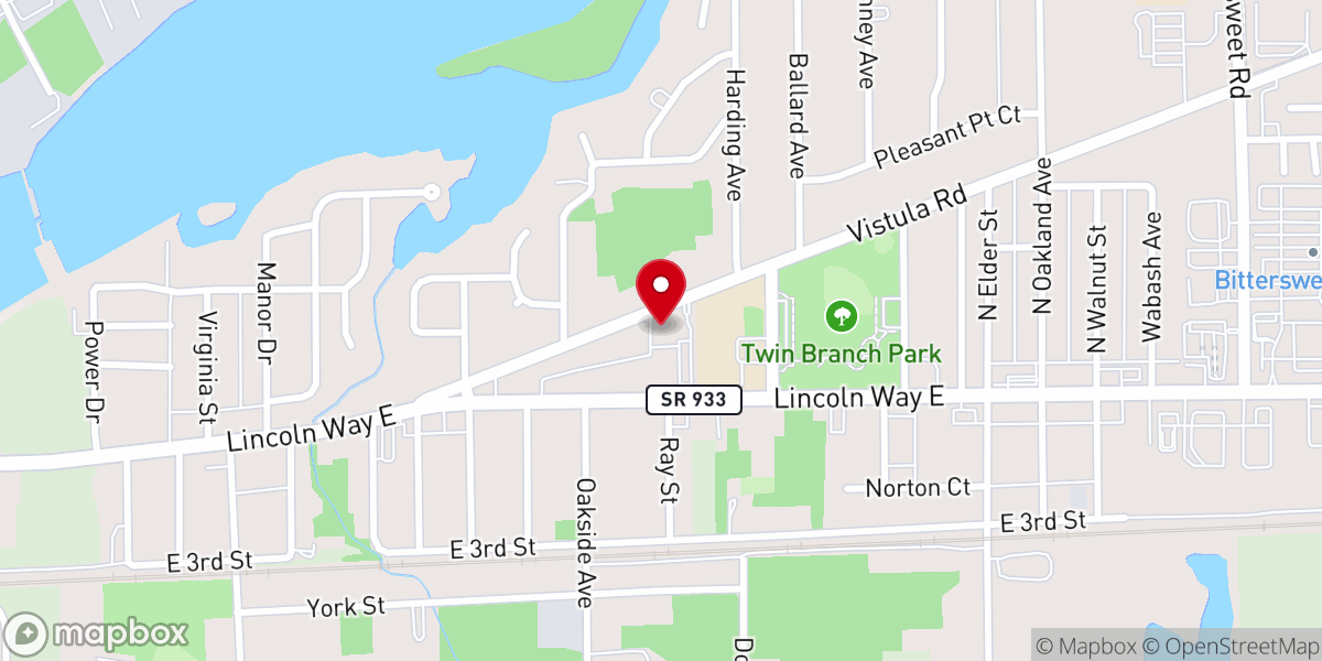 Map showing location of Twin Branch Bible Church