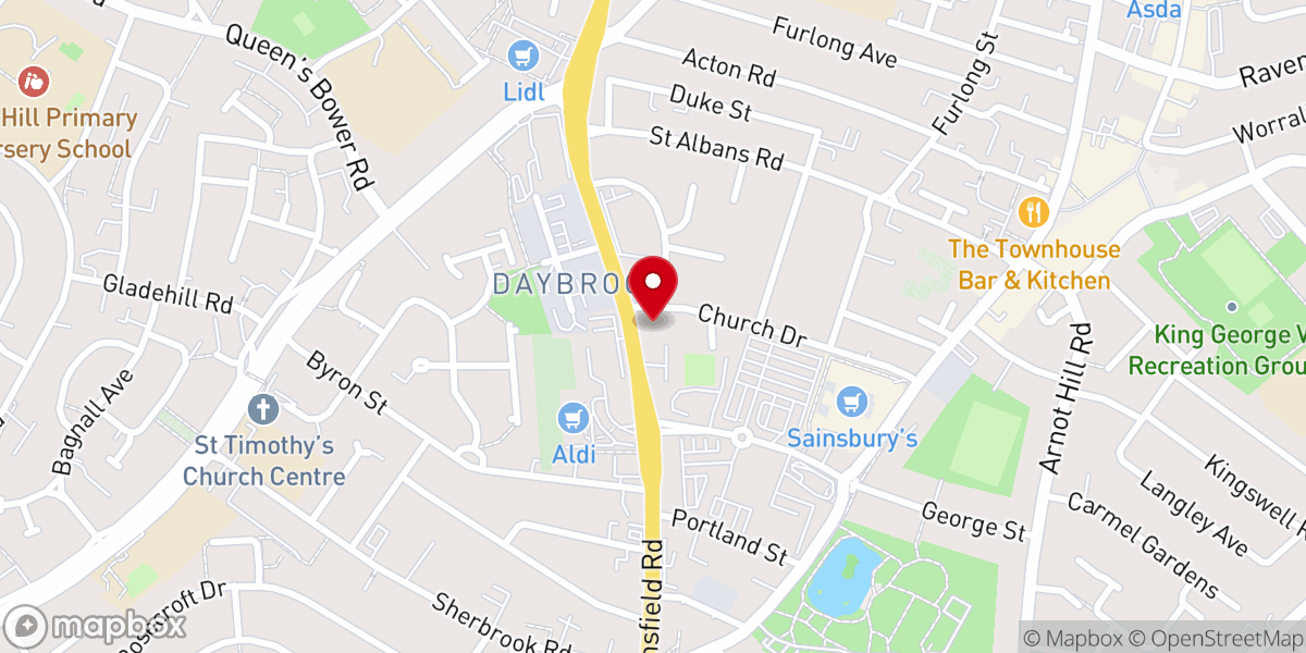 Map showing location of St Paul's Church, Daybrook