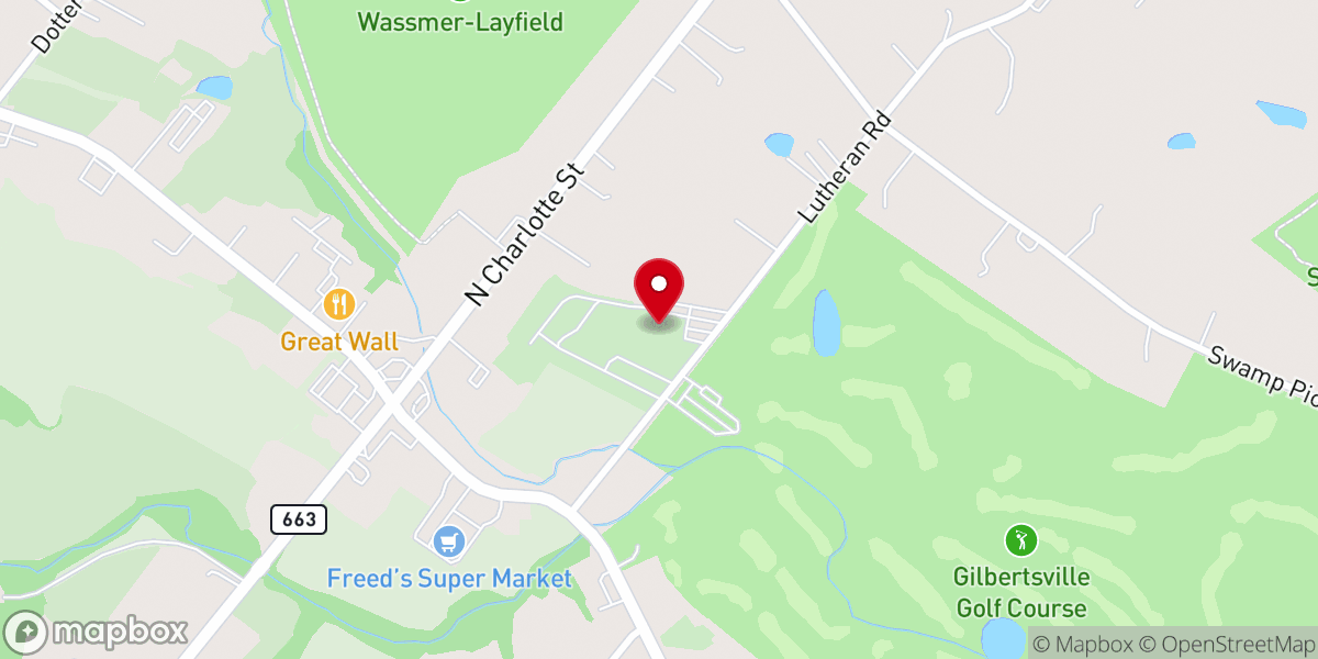 Map showing location of New Hanover Lutheran Church