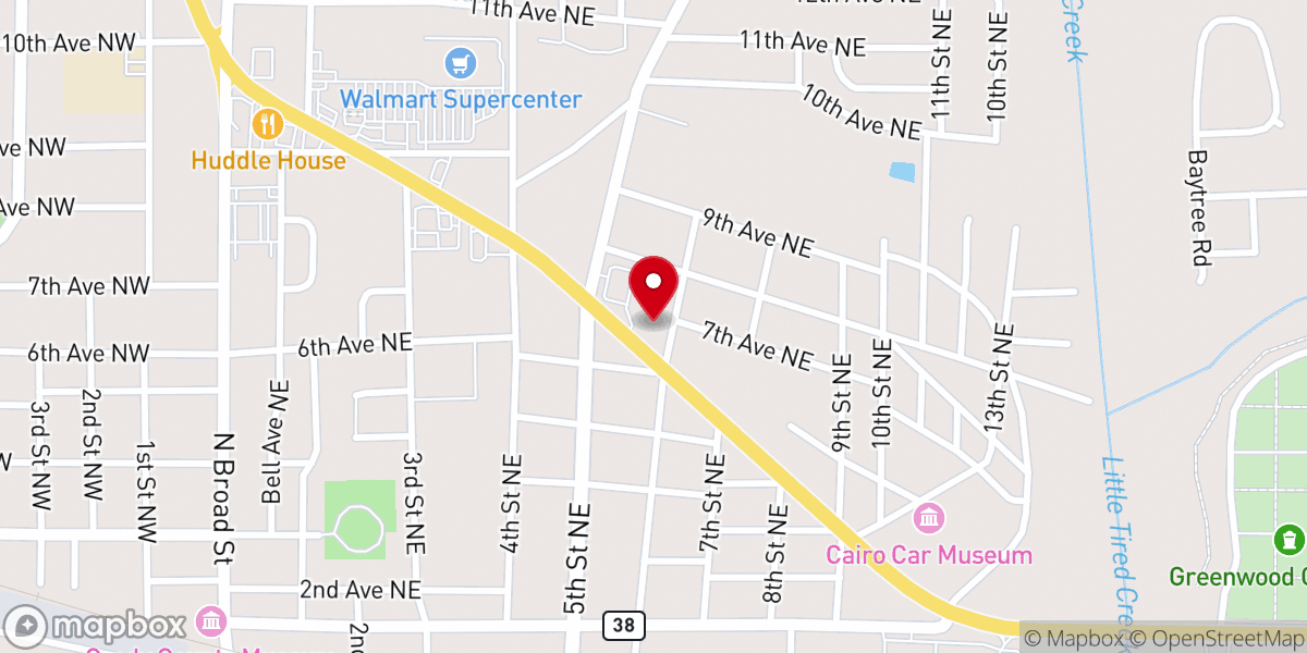Map showing location of Freewill Baptist Church