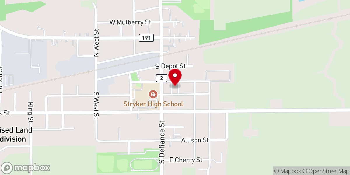 Map showing location of Stryker United Brethren Church