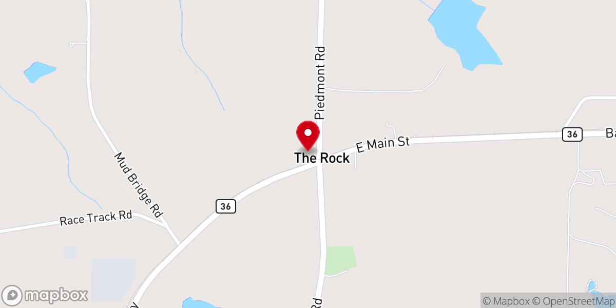 Map showing location of The Rock Baptist Church