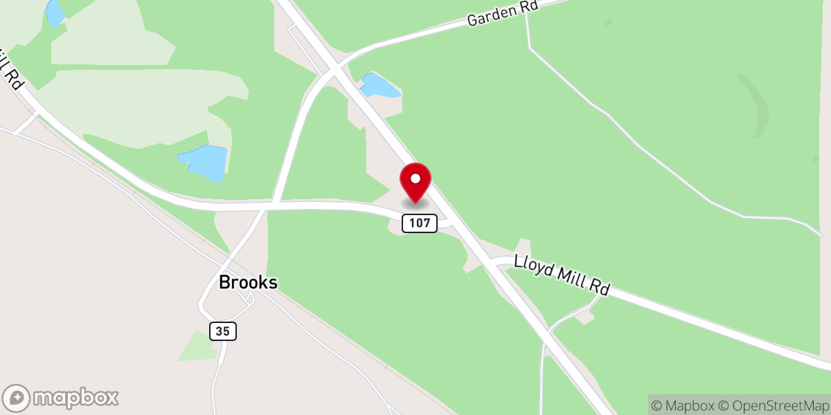 Map showing location of Brooks Assembly of God Church