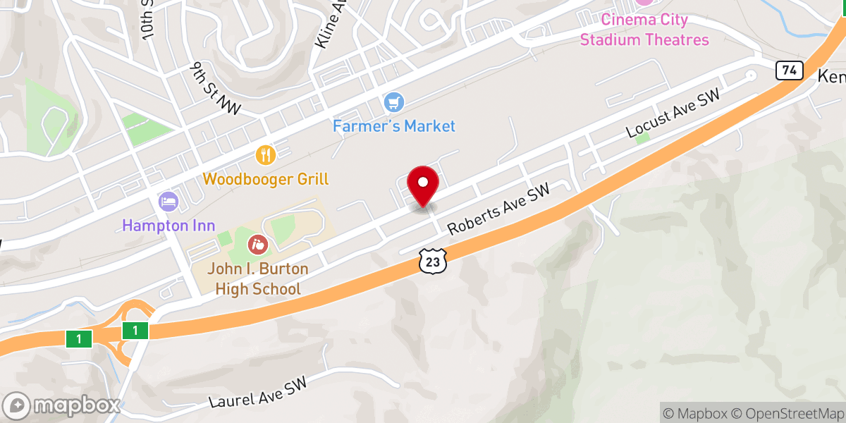 Map showing location of Central Freewill Baptist Church