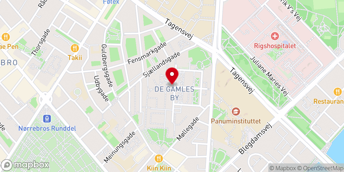 Map showing location of De Gamles Bys Kirke