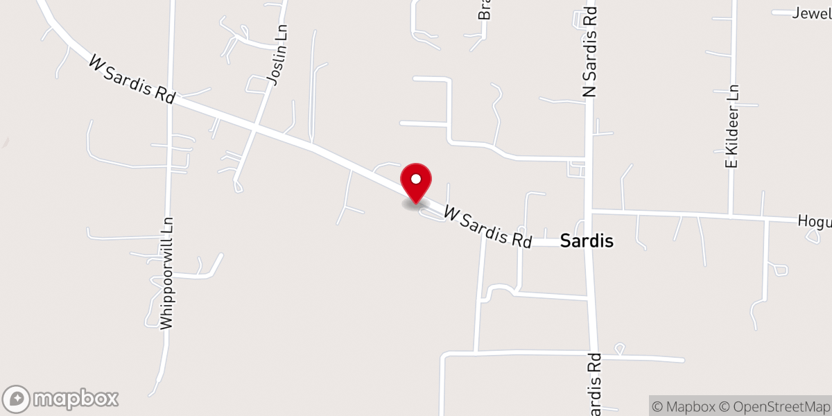 Map showing location of Sardis United Methodist Church