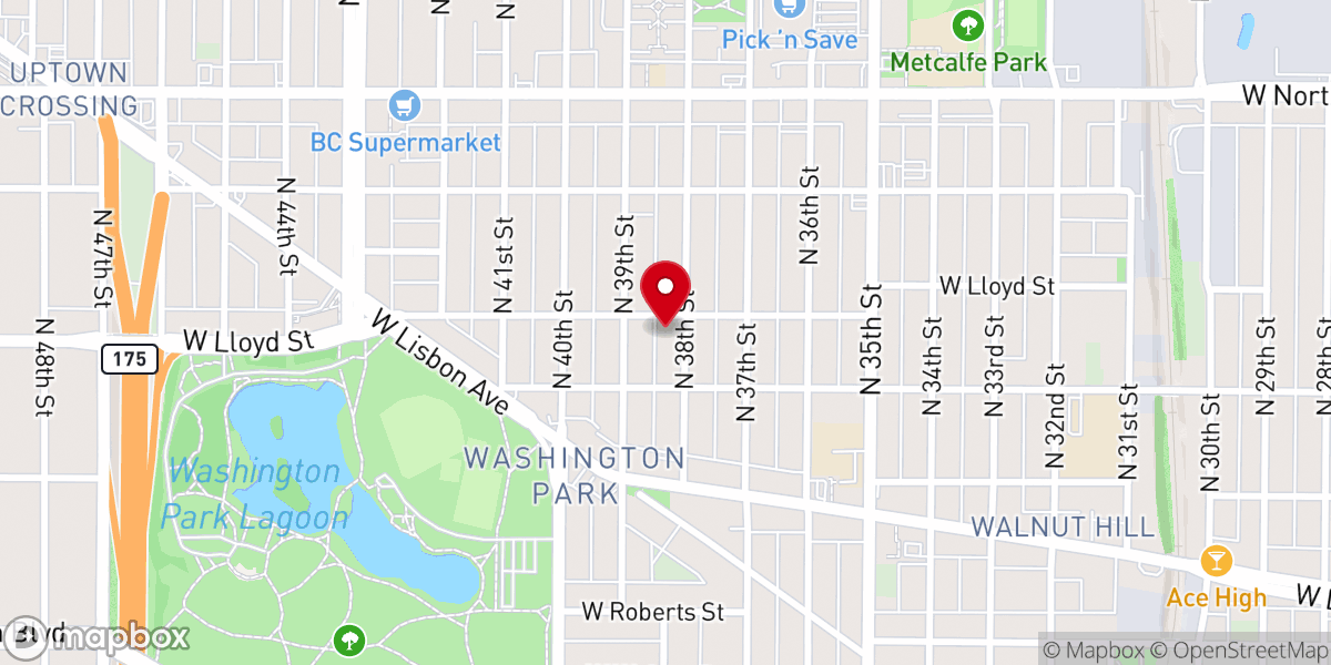Map showing location of Bethany Lutheran Church