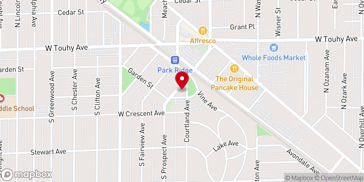Map showing location of Park Ridge Community Church