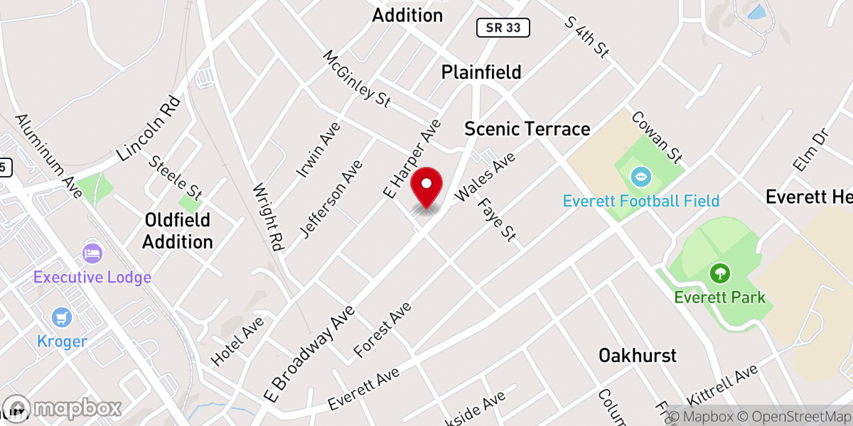 Map showing location of First Cumberland Presbyterian Church