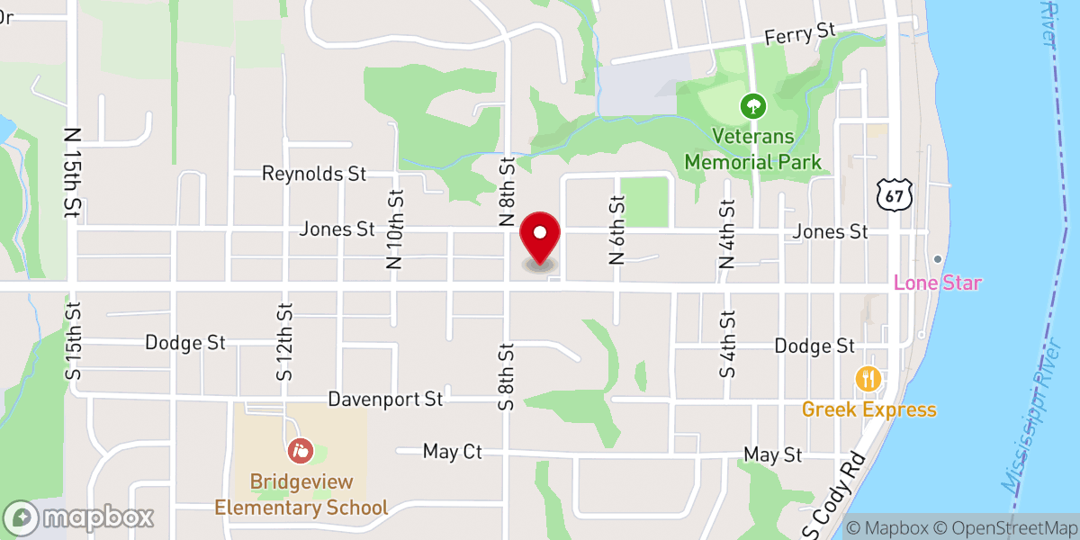 Map showing location of Hope Church - Leclaire - Food Distribution Center