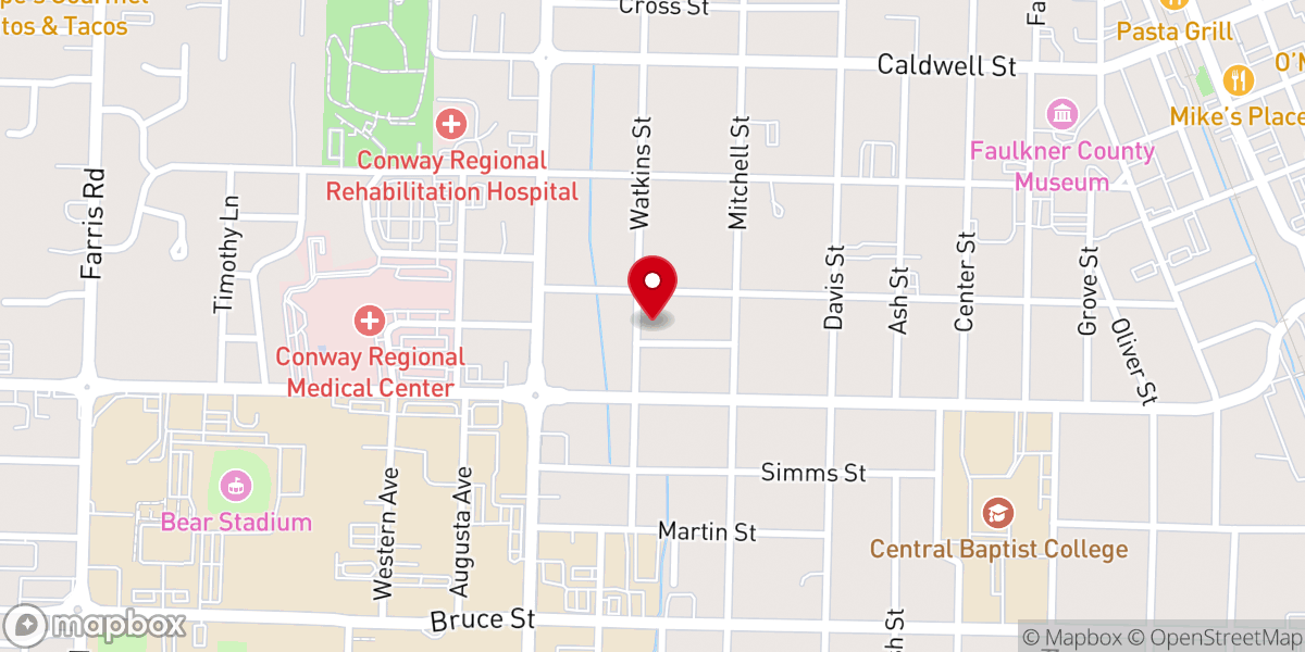 Map showing location of Conway Apostolic Center