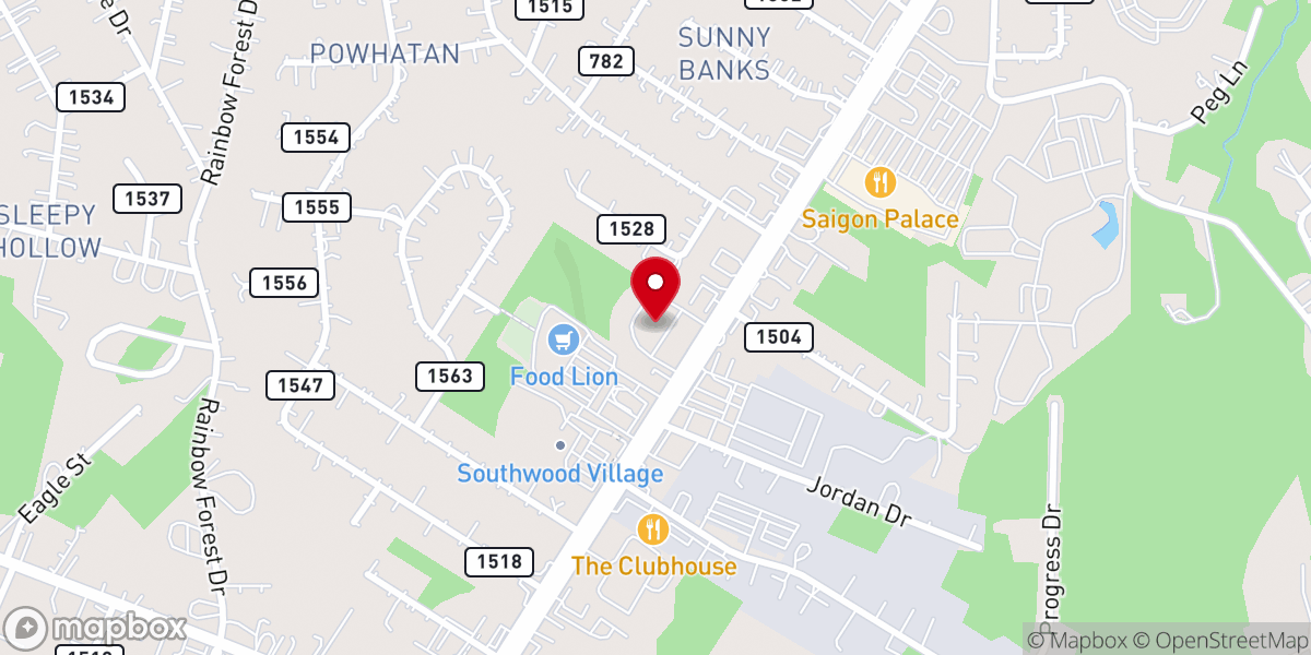 Map showing location of Calvary Baptist Church