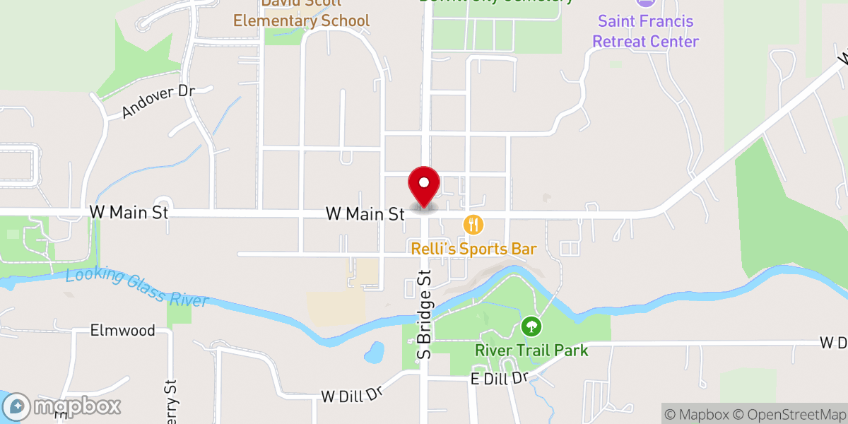 Map showing location of DeWitt