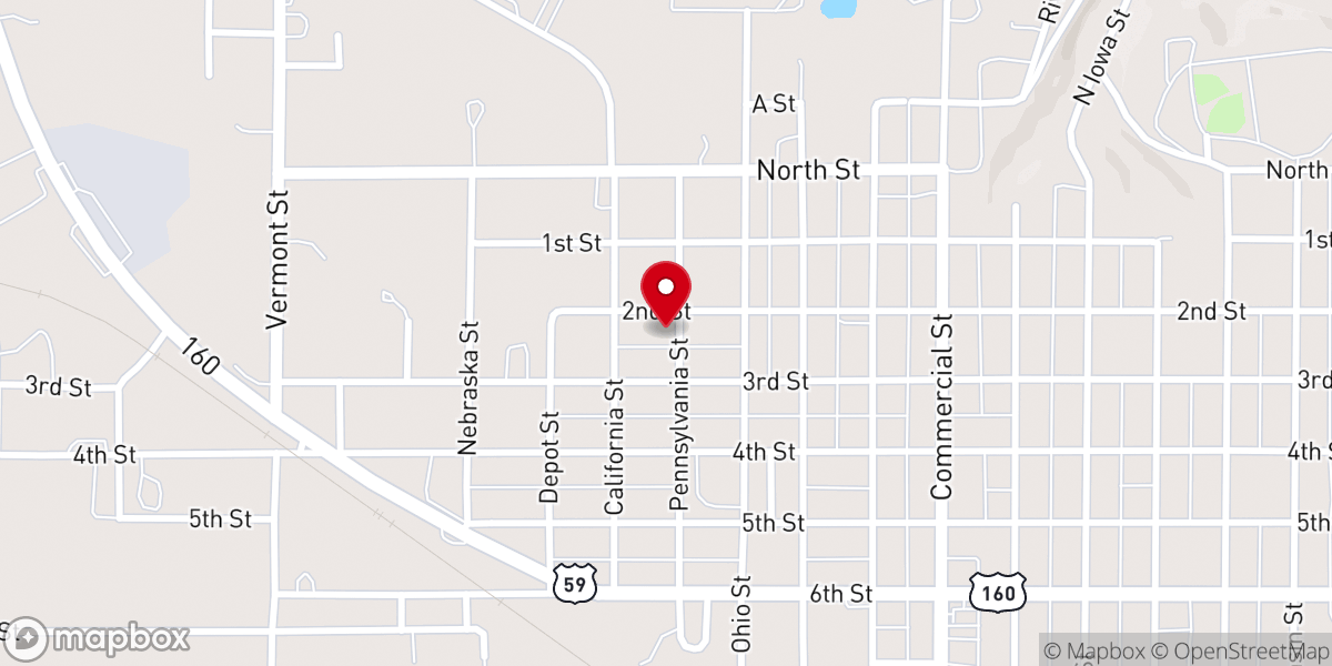 Map showing location of Assembly of God Church