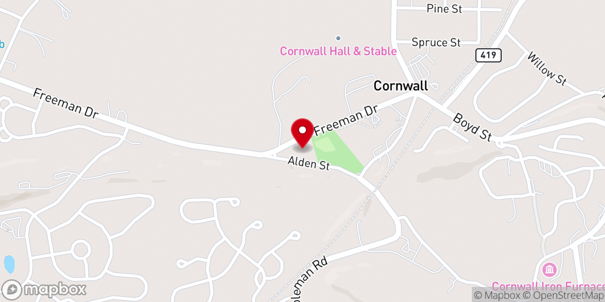 Map showing location of Cornwall United Methodist Church