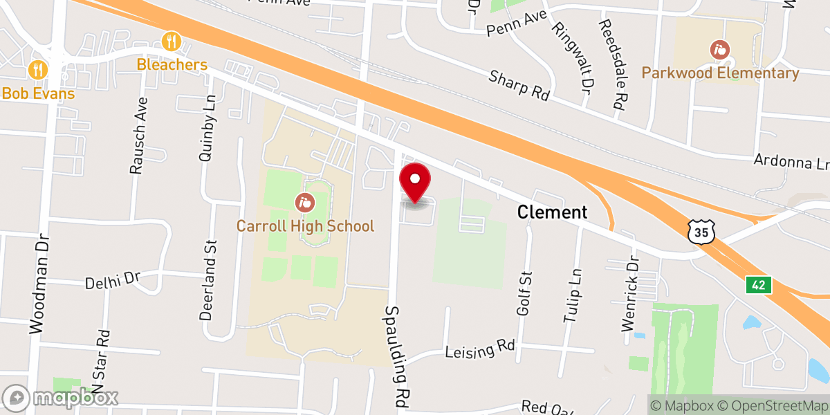 Map showing location of First Baptist Church of Kettering Eastmont Campus