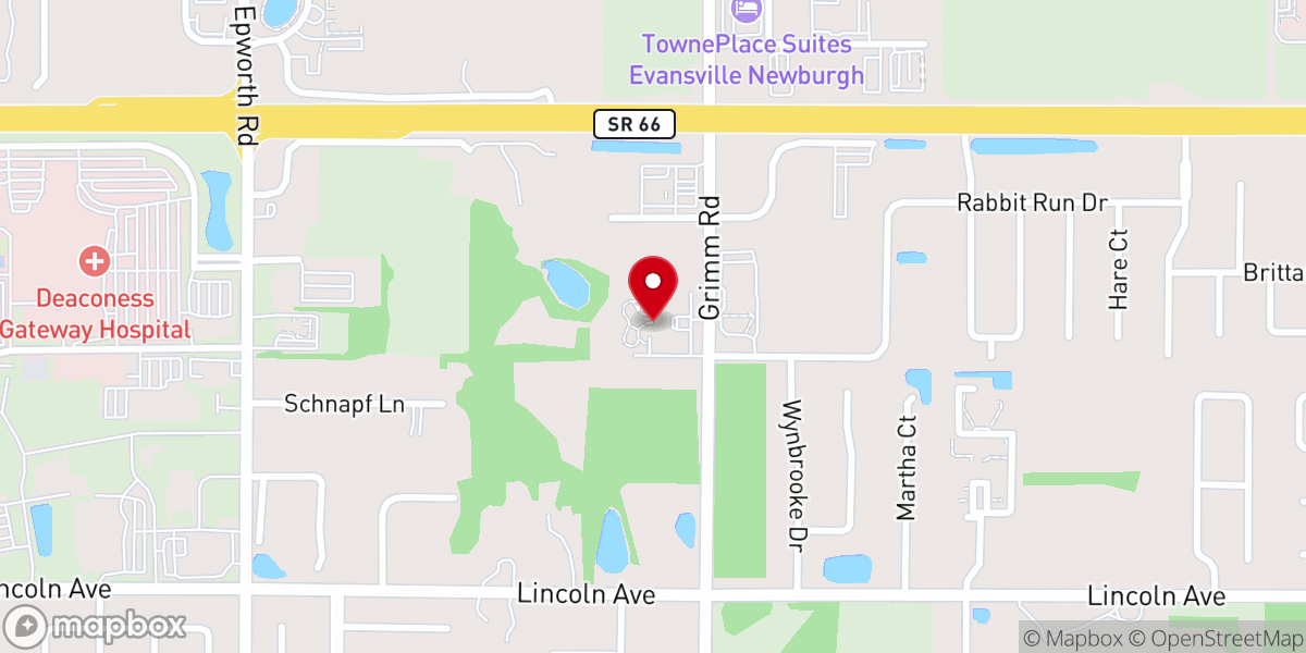 Map showing location of St. Anthony the Great Orthodox Church, Evansville, Indiana
