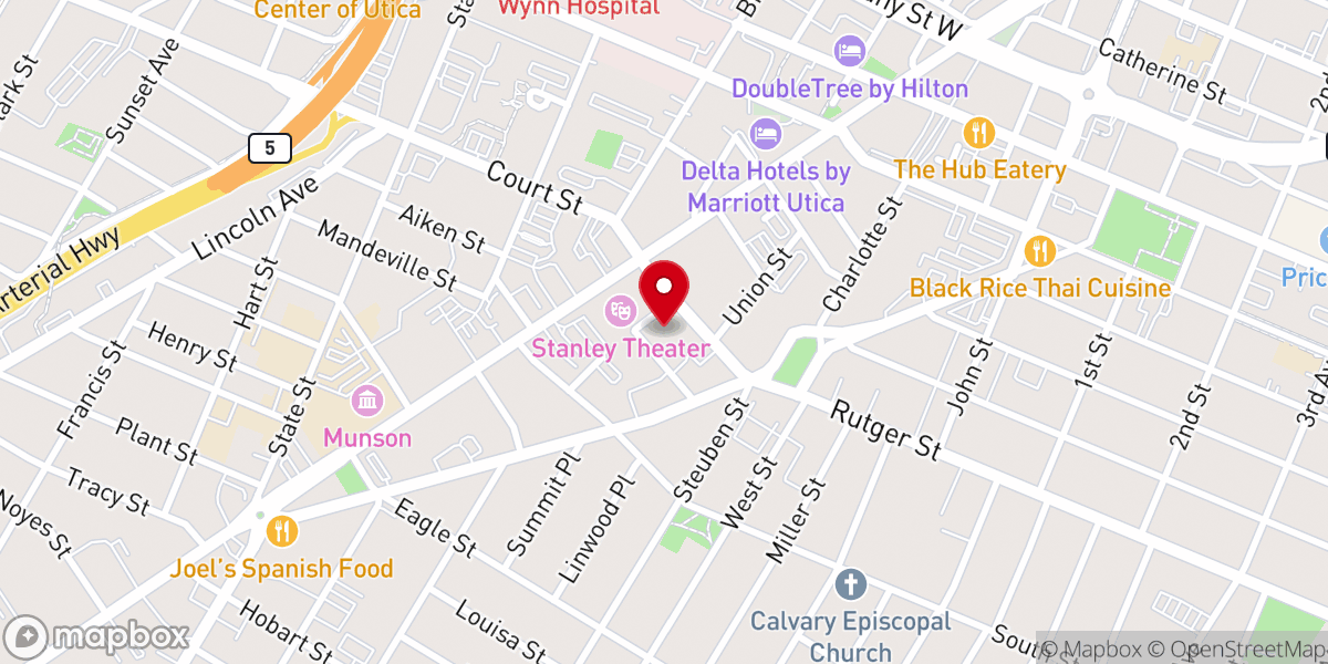 Map showing location of Tabernacle Baptist Church