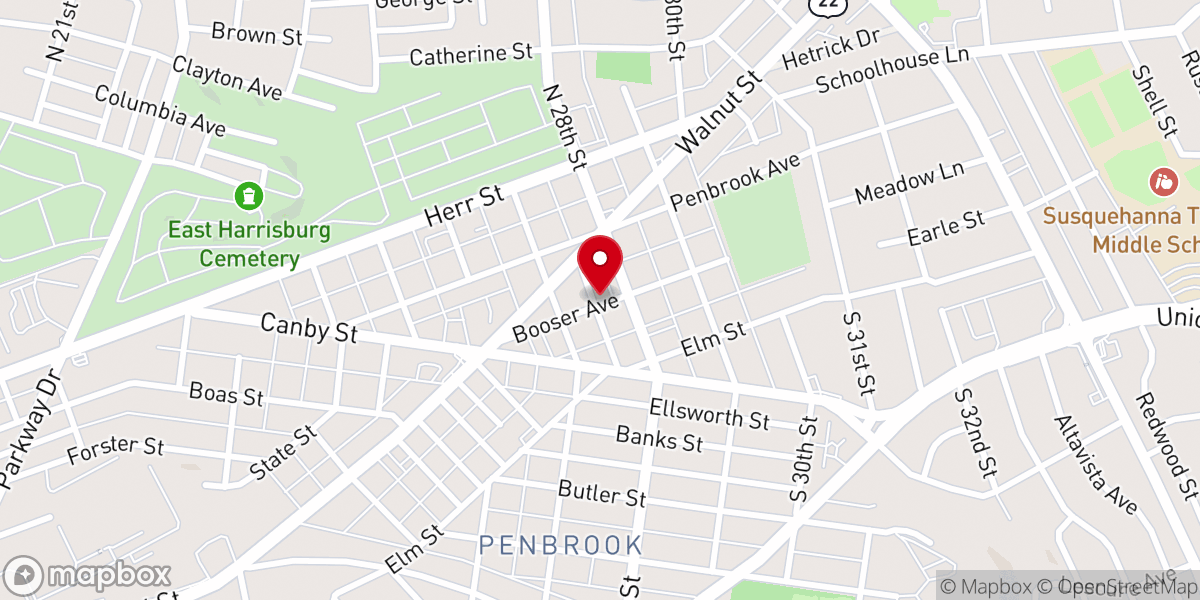 Map showing location of Tabernacle Baptist Church