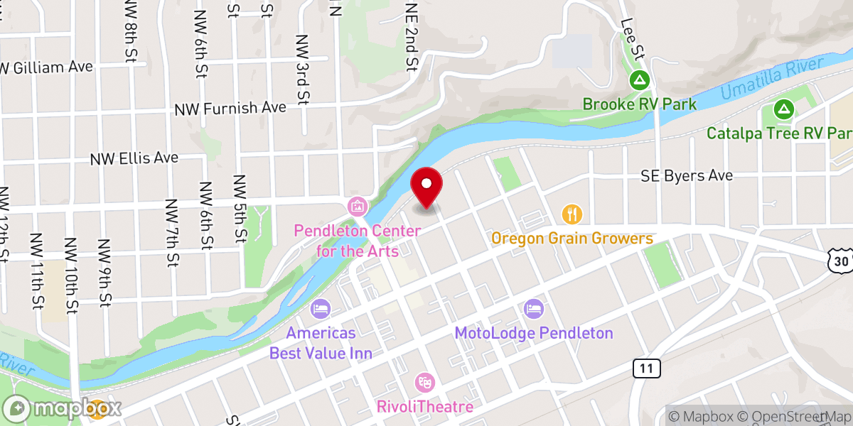 Map showing location of Pendleton Pioneer Chapel